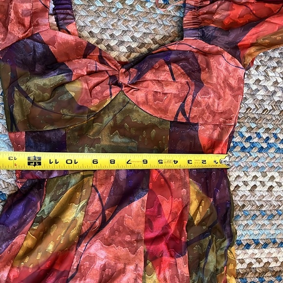 Hutch Printed Twist-Front Puff-Sleeve Ruffle-Hem Dress Size XS NWT - Picture 11 of 14